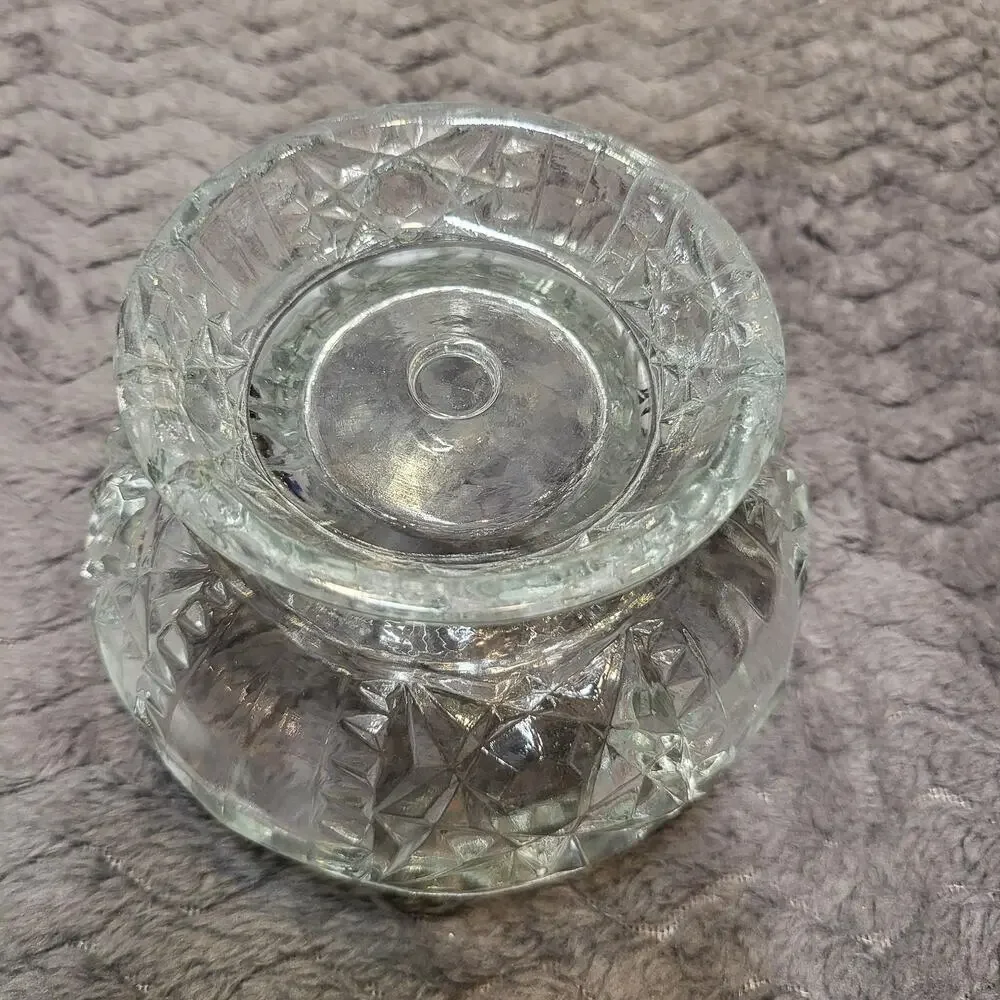 Vintage Indiana Glass Stars and Bars Clear Fairy Lamp